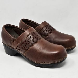 Bjorndal Eliana Brown Leather Clogs Comfort Shoes Womens Size 9.5 Slip On